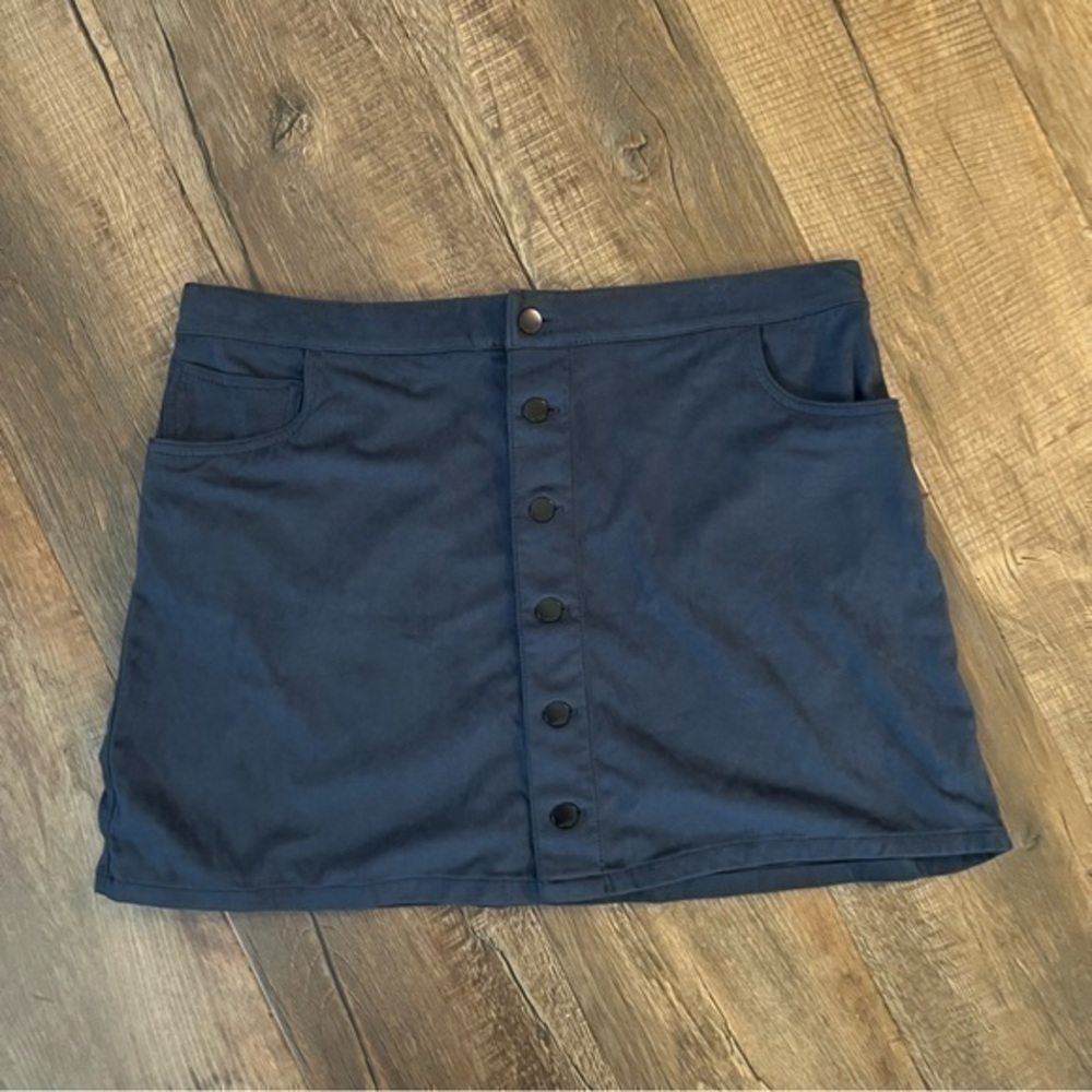 *Express Grey/Blue Button Front Mini Skirt Size 14
